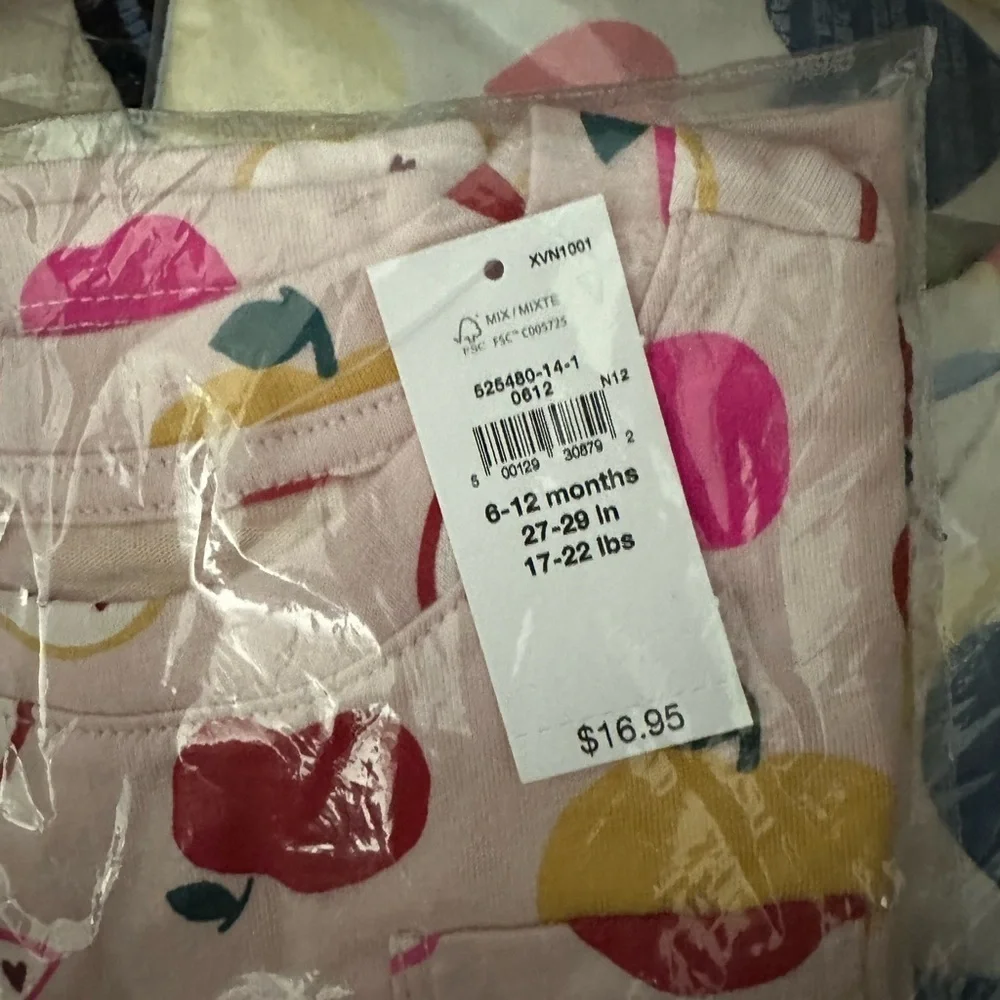 GAP Kids Long Sleeve Tee with Apple Print - Pink, Red, and Yellow